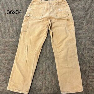 Carhartt Men's Khaki Cargo Pants, Double Knee, Made In USA